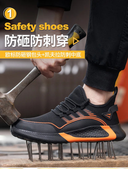 2024 Lightweight  Safety Shoes Men For Work Breathable Sports Safety Toe Shoes Work Boots Anti-Smashing Women