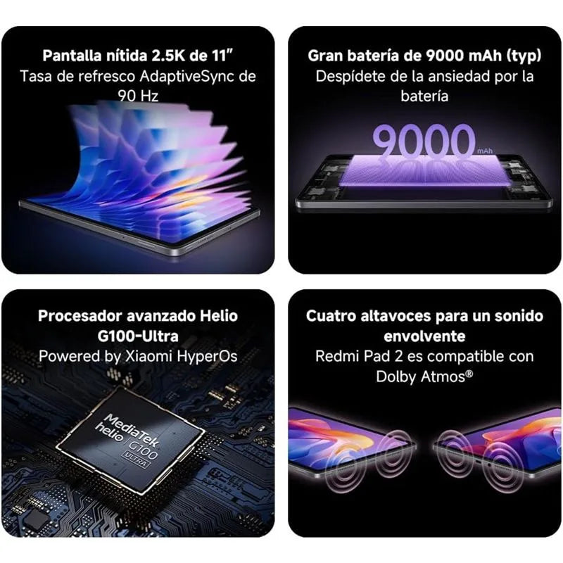 Tablet xiaomi redmi pad 2 11 polegadas tela 2,5K - bateria de 9000 mAh wi-fi