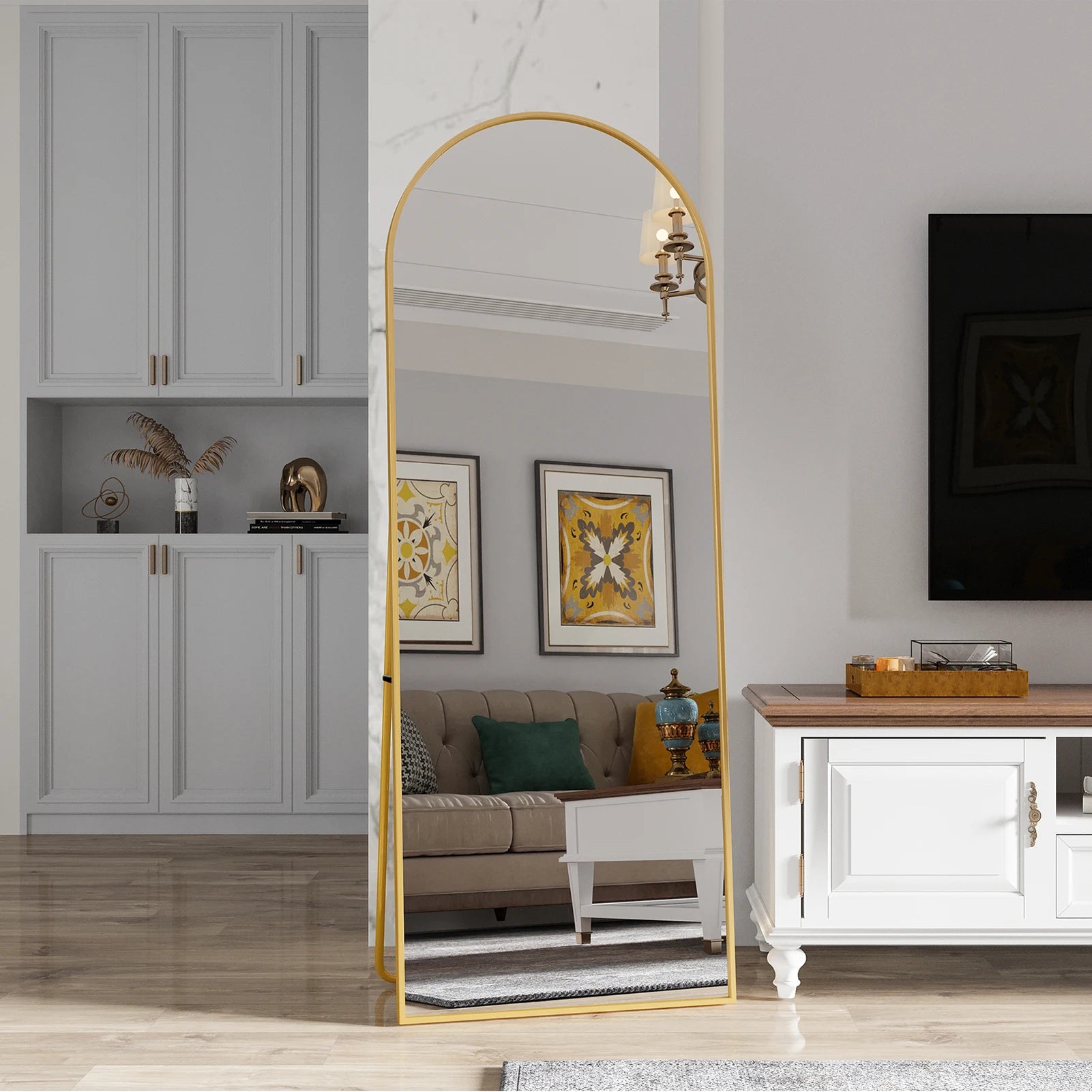 Anajqaqia 162×53cm Full Body Mirror, Curved Standing Mirror, Floor Mirror with Tempered Glass and Aluminum Alloy Frame
