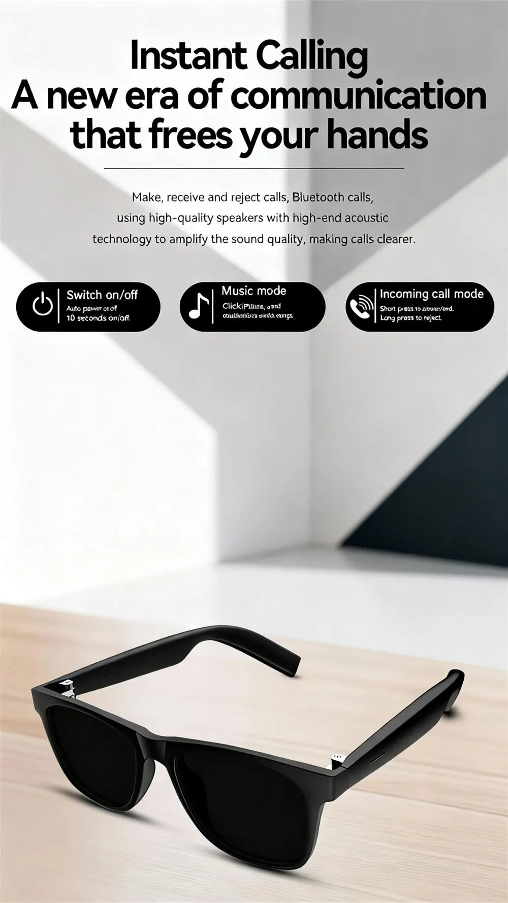 Smart Glasses D11 Plus Bluetooth 5.3 Music Control Camera Shutter Call Answer Glasses Smart Sunglasses UV400 Outdoor Sports Unisex