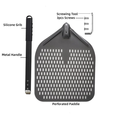 6&12 13 14  Inch Pizza Perforated Shovel Paddle Pizza Oven Turning Peel Hard  Anodized Pizza  Baking Kitchen Tool Spatula