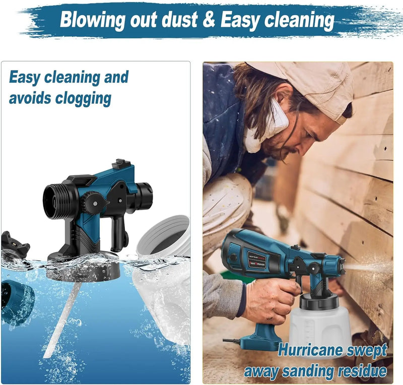 1400ML Electric Spray Gun 850W High Power HVLP Paint Sprayer Auto Furniture Steel Coating Airbrush for Home DIY With 4 Nozzles