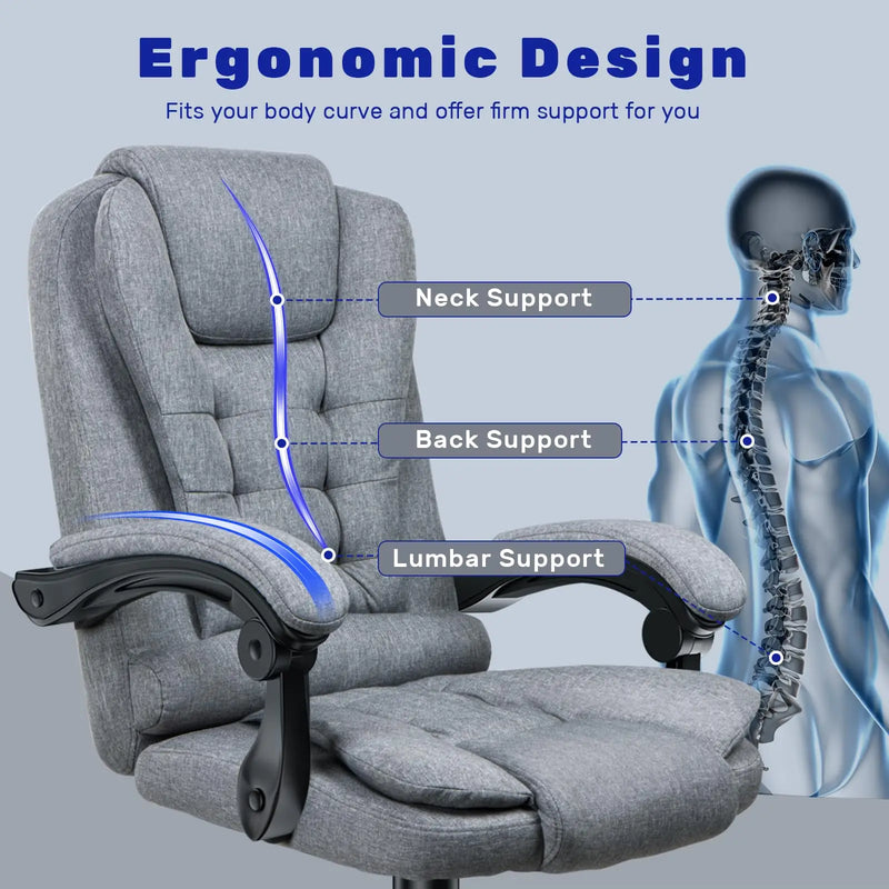 Naspaluro Ergonomic Office Chair Desk Chair with High Backrest PU Leather Swivel Chair Deck Chair Gaming Chair for Office Home