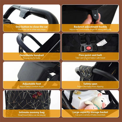 Baby Stroller Portable nighttime Baby Shock absorb children's folk Stroller Can Sit And Lie Down For Baby 0-4 Year Old