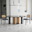 Set of 2 Rattan Dining Room Chairs, Upholstered Chair with Adjustable Metal Legs, Dressing Table Chair, Living Room Chair