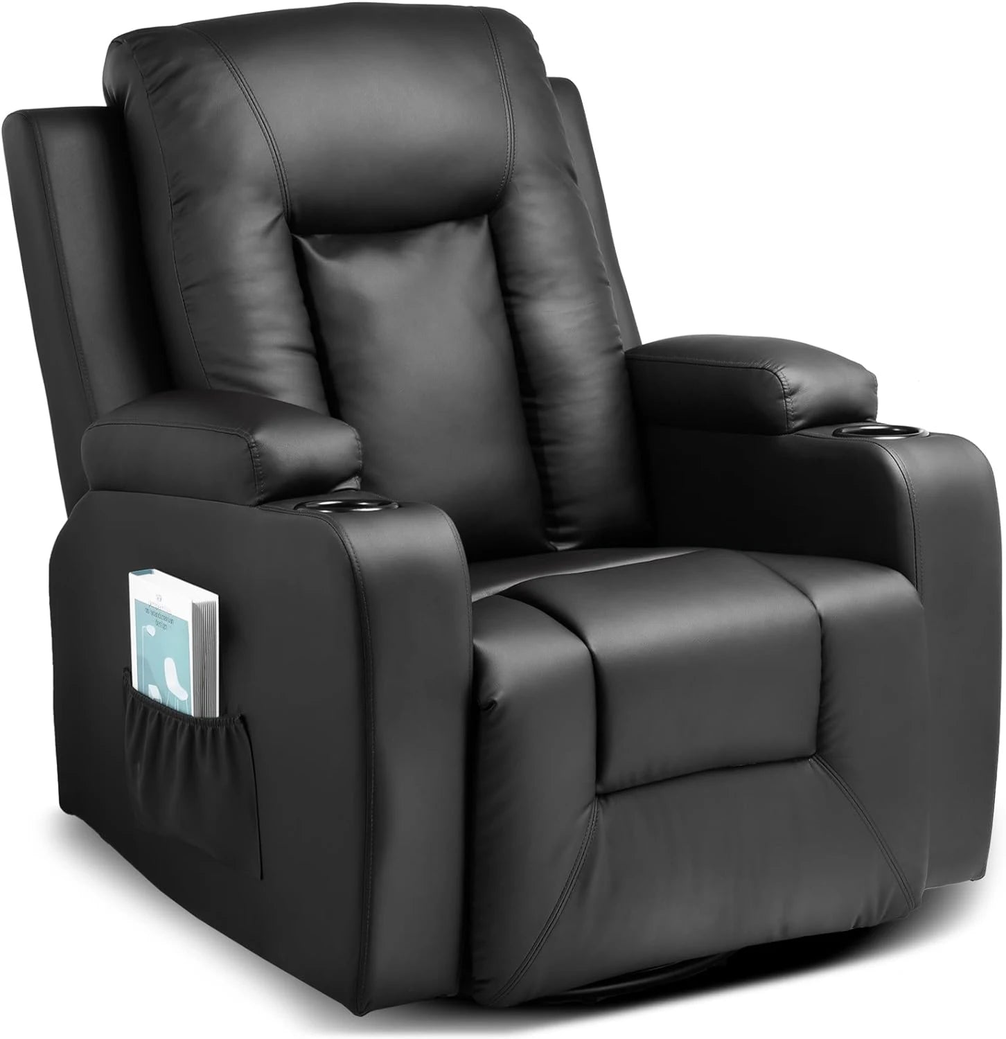 COMHOMA Recliner TV Armchair with Reclining and Footrest, Thick Backrest and Armrests, 360° Swivel
