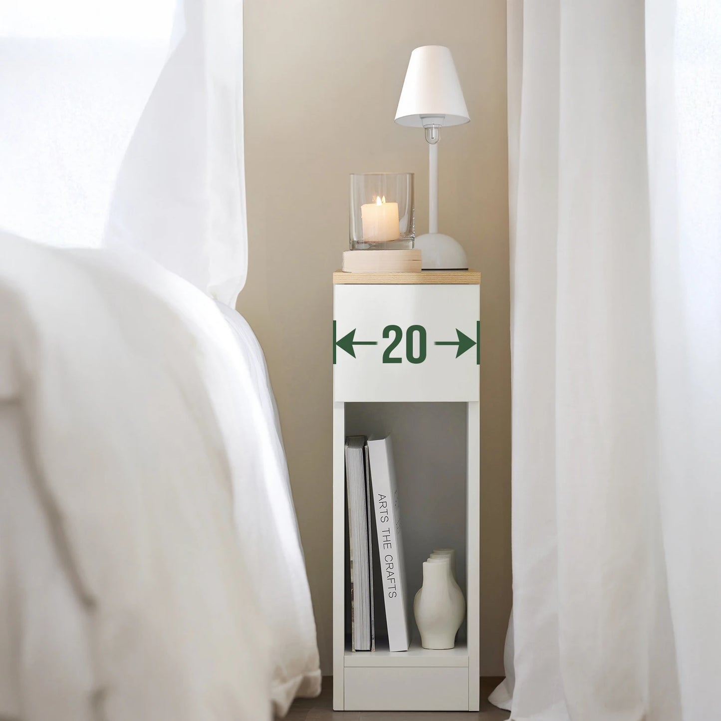 SoBuy FBT111x2 Bedside Table 2 set with drawer for box spring bed sofa table 2 pieces side table table narrow bedside cabinet