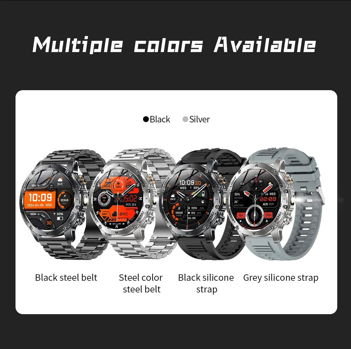 Novo Smartwatch Militar para Atividades ao Ar Livre (Modelo 2026) – Bateria de 1000 mAh de Longa Duração, Monitoramento de Fitness, À Prova d'Água, Estilo Tático e Esportivo