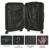 Comanlai 3-Piece Luggage Set,ABS Travel Hard Shell Suitcase,Lightweight Hand Trolley with 360° Spinner Wheels & TSA Lock,Black