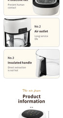 Smart Electric Air Fryer Large Capacity Convection Oven Deep Fryer Without Oil Kitchen 360°Baking Viewable Window Home Appliance