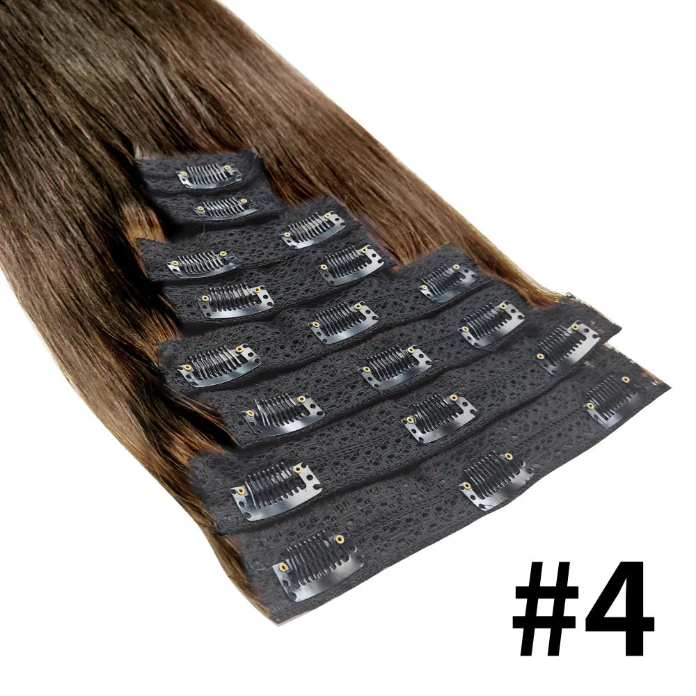 Aplique de cabelo Humano liso de tic tac Extensões Invisível