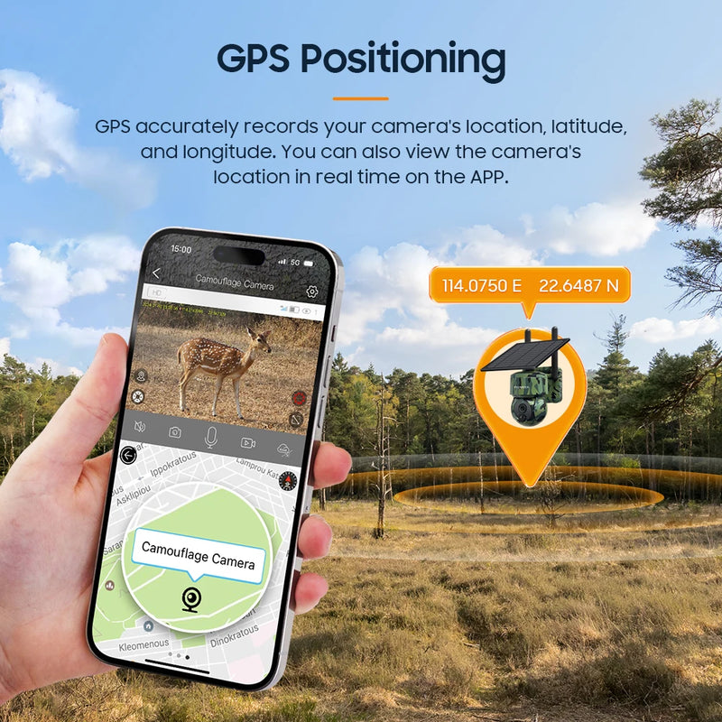 INQMEGA 5MP 3G / 4G SIM Solar Powered Camera with GPS Built in Battery Surveillance Camera and See by Mobile Froest Animal Human