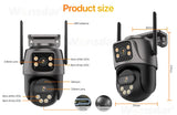 Three Screen WIFI IP Camera Outdoor 4K Dual Lens PTZ Camera Ai Human Detection IP66 Waterproof CCTV Video Security Camera iCsee