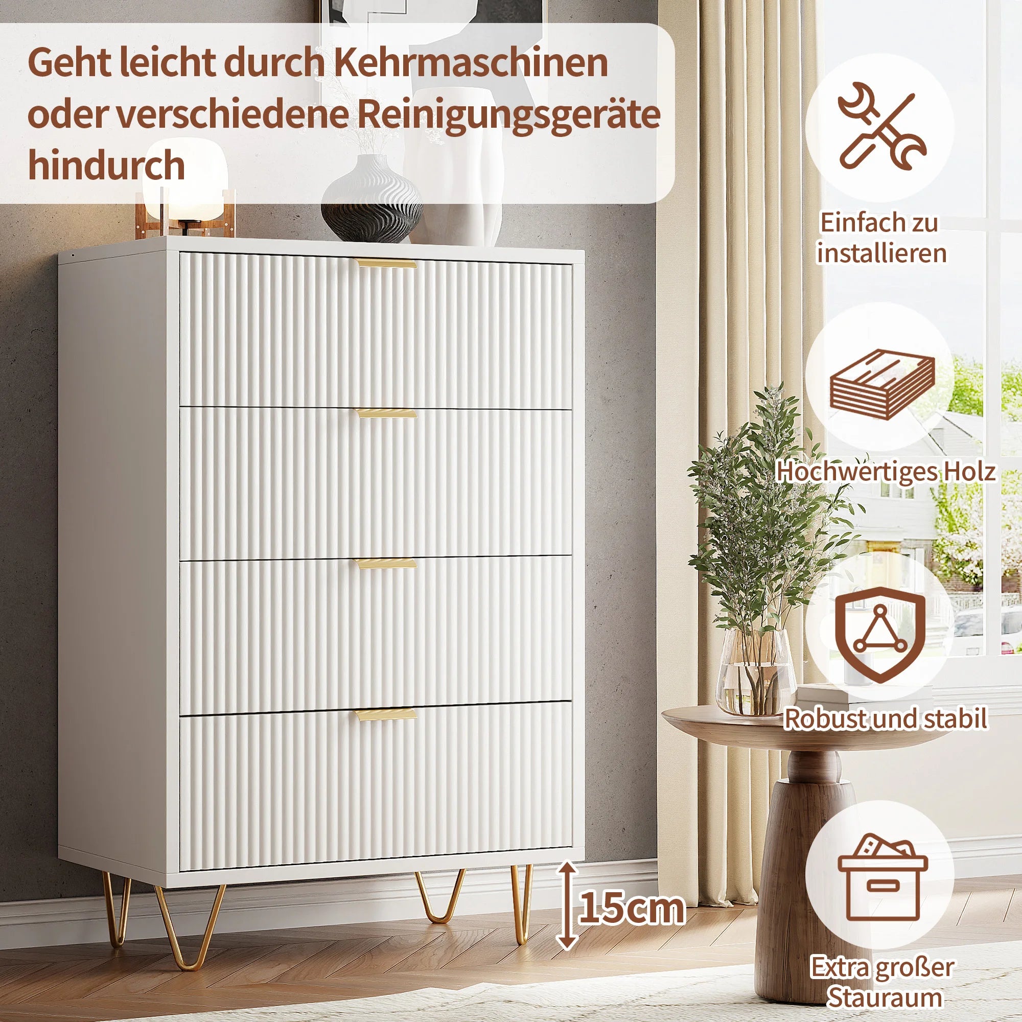 Rosahqnda White Drawer chest of drawers 4 or 6 Drawers Modern storage S wardrobe Tipping Protection wardrobe for living room