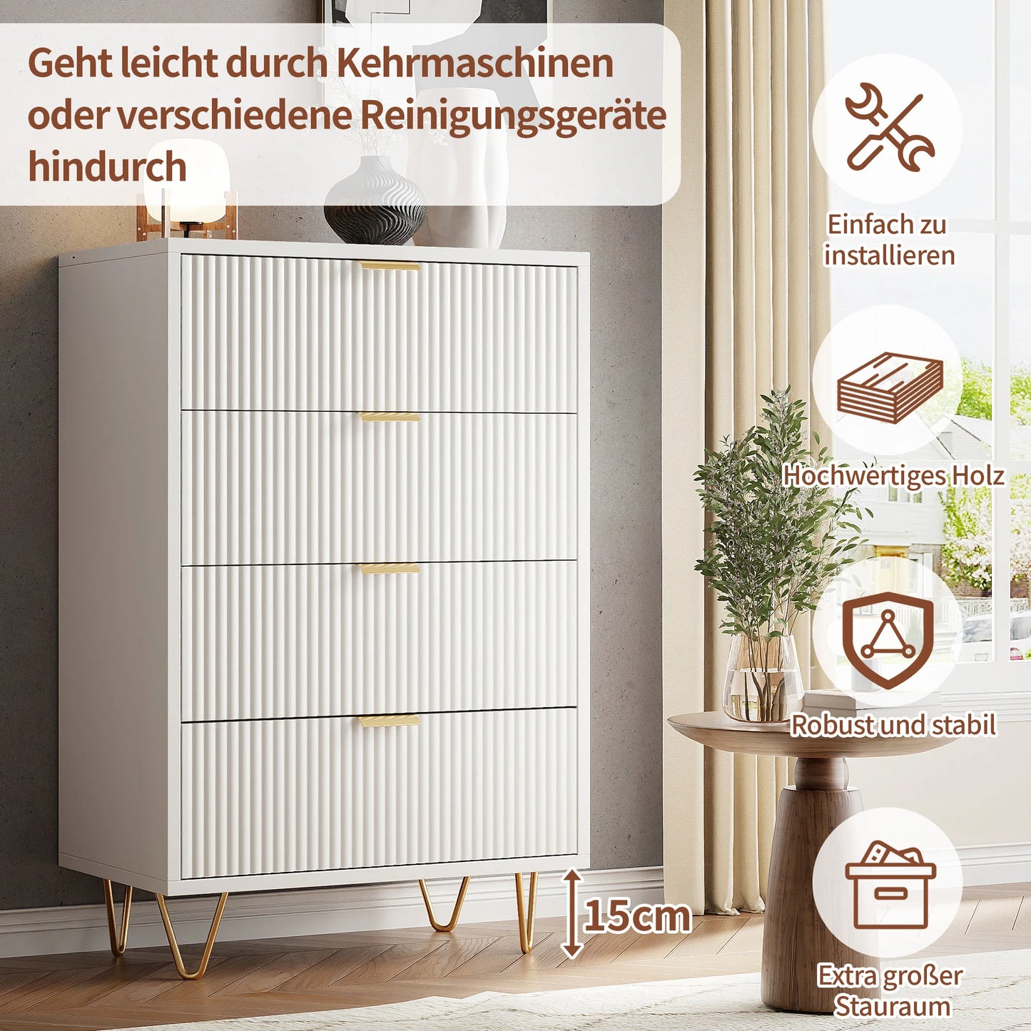 Rosahqnda White Drawer chest of drawers 4 or 6 Drawers Modern storage S wardrobe Tipping Protection wardrobe for living room