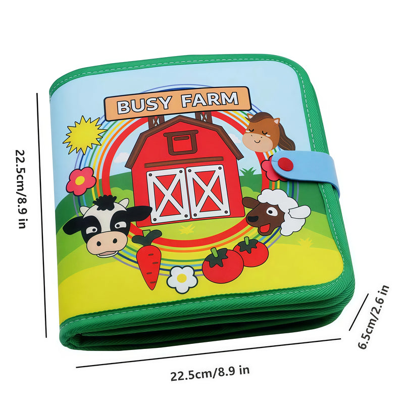 Montessori Busy Book Baby Early Education Book Farm Animal Scene Storytelling Activity Toy Fine Motor Quiet Book for Toddlers