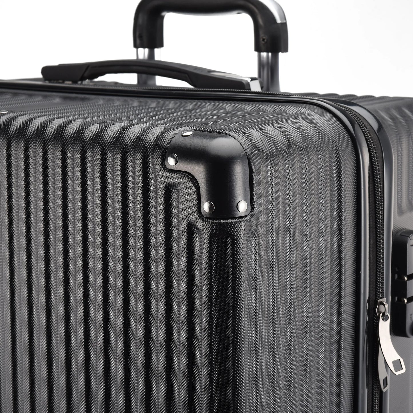 Rosahqnda 3-Piece Trolley Suitcase Set 4 Universal wheels Lock Case ABS Hard Sleeve Travel storage