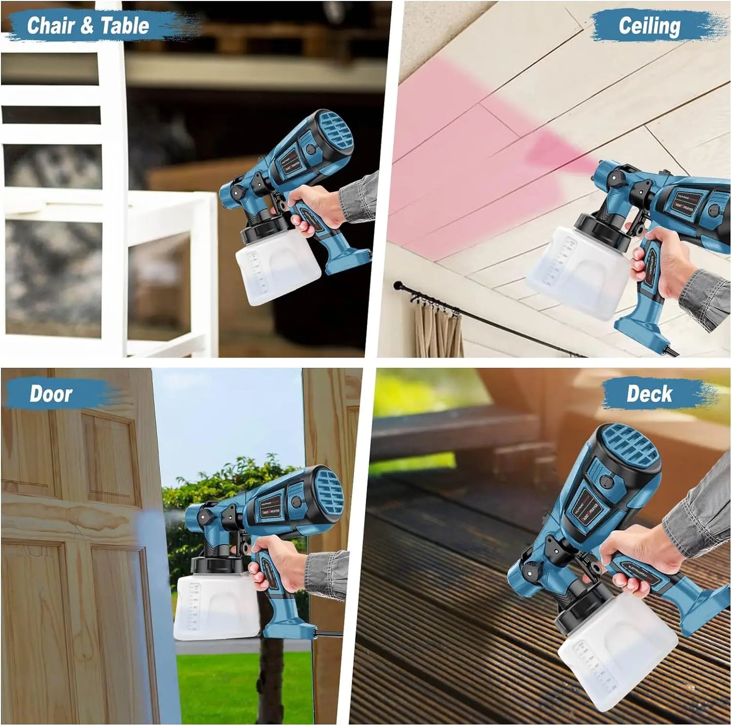 1400ML Electric Spray Gun 850W High Power HVLP Paint Sprayer Auto Furniture Steel Coating Airbrush for Home DIY With 4 Nozzles