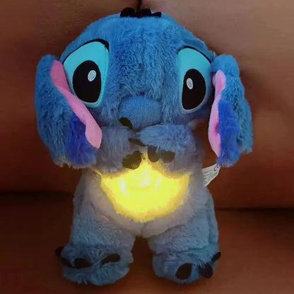 Muñeco de peluche Kawaii Stitch, compañero de sueño para bebé, sonido relajante, musical, kawaii, con bolsa de aire y luz, muñeco que respira, juguetes de regalo.
