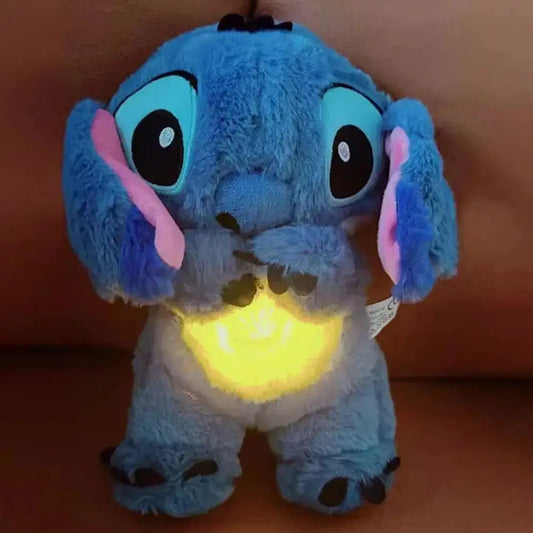Muñeco de peluche Kawaii Stitch, compañero de sueño para bebé, sonido relajante, musical, kawaii, con bolsa de aire y luz, muñeco que respira, juguetes de regalo.