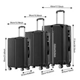 Rosahqnda 3-Piece Trolley Suitcase Set 4 Universal wheels Lock Case ABS Hard Sleeve Travel storage