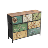 Rosahqnda chest of drawers with drawers Bohemian dressing table with wooden panel, fabric drawers, metal frame, fabric chest of drawers