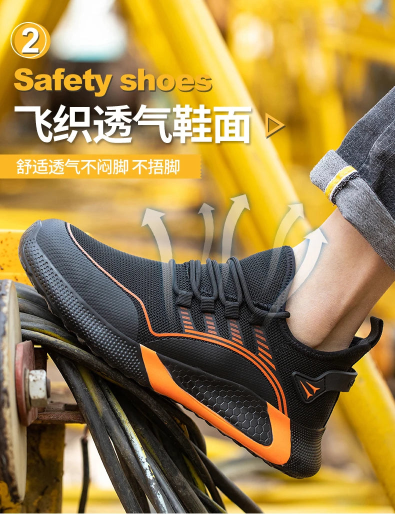 2024 Lightweight  Safety Shoes Men For Work Breathable Sports Safety Toe Shoes Work Boots Anti-Smashing Women