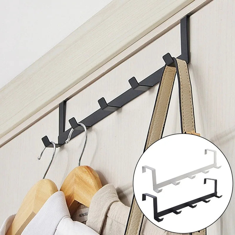 Ganchos para puerta de dormitorio, 5 ganchos, organizador de baño para el hogar, perchero para ropa, abrigos, sombreros, toallas, accesorios de baño y cocina.