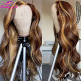 Highlight Body Wave Wig Human Hair Lace Front Wigs 4/27 Honey Blonde Body Wavy Lace Human Hair Wig For Women Brazilian Remy Wig