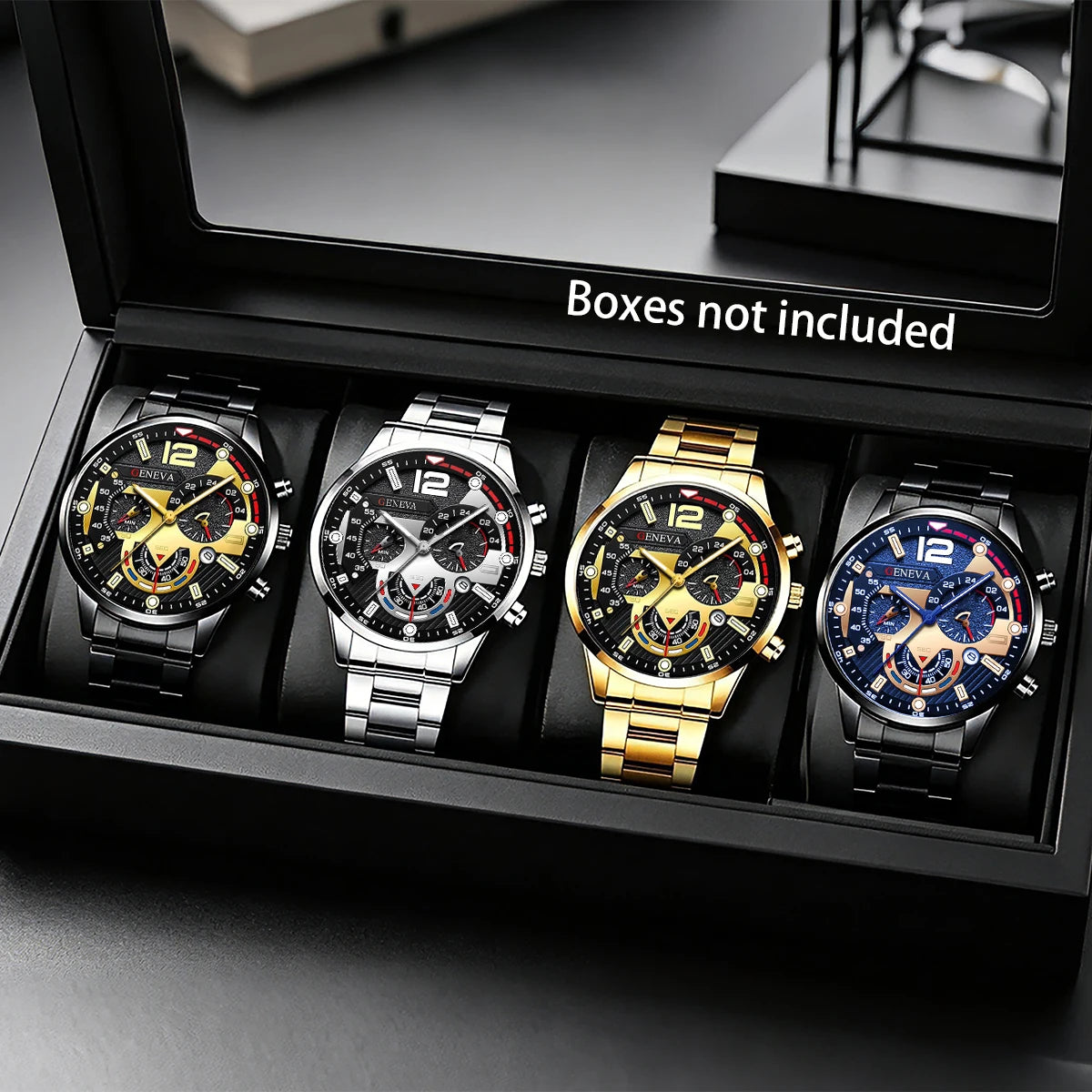 Conjunto de 8 peças de relógio masculino estilo executivo em aço inoxidável, adequado para uso casual no dia a dia e presente de Dia dos Pais; uma escolha ideal para presentear.
