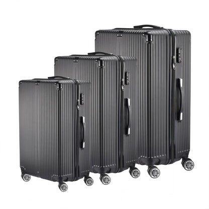 Anajqaqia 3 Pieces Suitcase Set, Hard-Shell Luggage Set Made of ABS, with  Combination Lock Hand and Telescopic Handle, Black