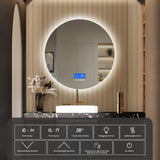 Anajqaqia 100x100cm Bathroom Mirror with LED Lighting, with 3 Adjustable Brightnesses, Temperature Display and Anti-Fog, Round