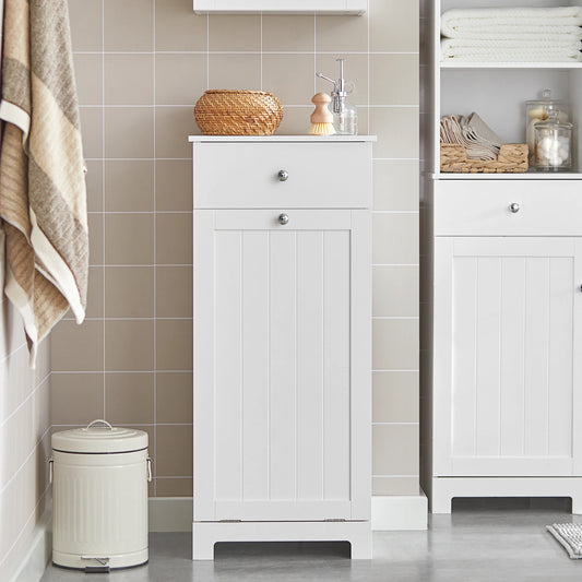 SoBuy BZR21 Laundry Cabinet with Pull-out Laundry Bag Laundry Chest Laundry Collector with Drawers Laundry Basket Bathroom Cabinet