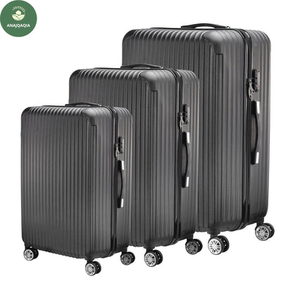 Anajqaqia 3 Pieces Suitcase Set, Hard-Shell Luggage Set Made of ABS, with  Combination Lock Hand and Telescopic Handle, Black