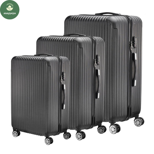 Anajqaqia 3 Pieces Suitcase Set, Hard-Shell Luggage Set Made of ABS, with  Combination Lock Hand and Telescopic Handle, Black
