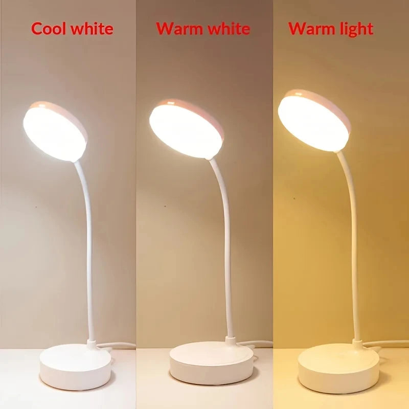 Portable LED Desk Lamp USB Plug Powered Table Light Support 3 Color Stepless Dimming Eye Protection Bedroom Bedside Lamp