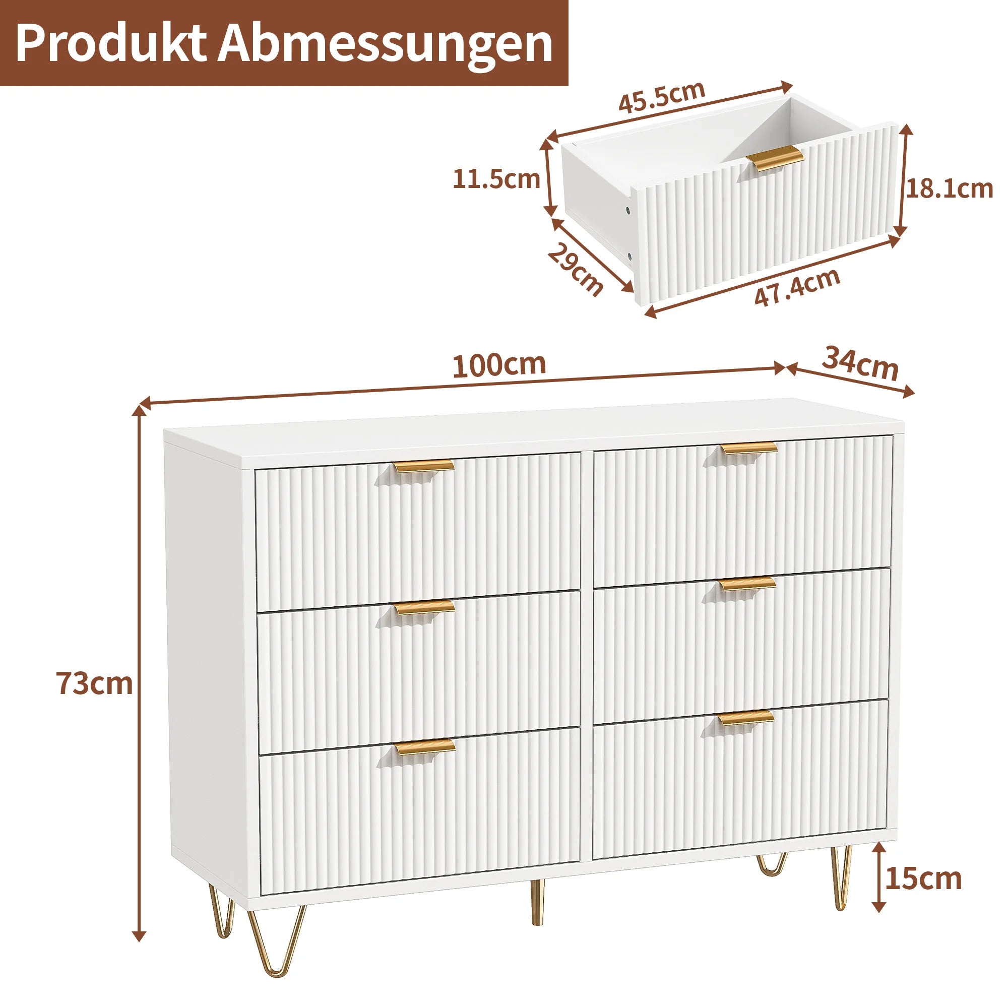 Rosahqnda White Drawer chest of drawers 4 or 6 Drawers Modern storage S wardrobe Tipping Protection wardrobe for living room