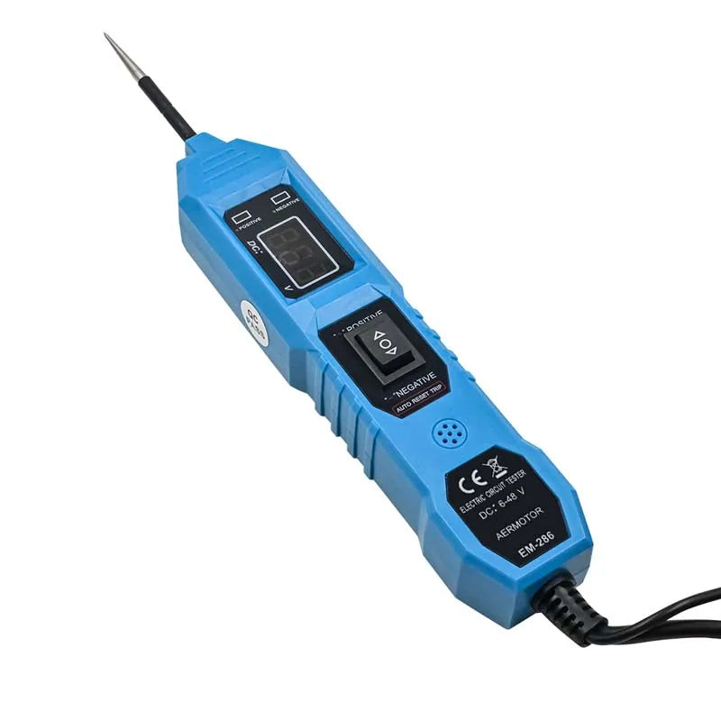 Probador de circuito eléctrico automotriz universal de 6 V-48 V, comprobador del sistema eléctrico del automóvil, kit de sonda de voltaje y potencia, pantalla digital LED.