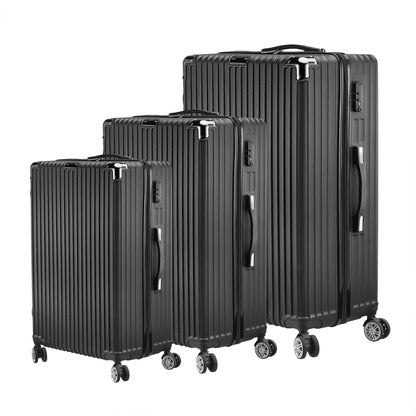 Anajqaqia 3 Pieces Suitcase Set, Hard-Shell Luggage Set Made of ABS, with  Combination Lock Hand and Telescopic Handle, Black