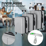 Anajqaqia 3-Piece Travel Suitcase Set with Wheels and Lock, Hard-Shell Trolley, Telescopic Handle, M, L, XL, Silvery