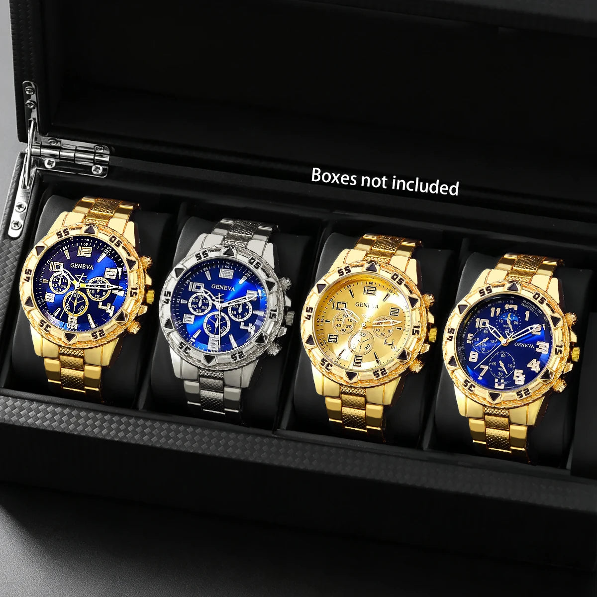 Conjunto de 8 peças de relógio masculino estilo executivo em aço inoxidável, adequado para uso casual no dia a dia e presente de Dia dos Pais; uma escolha ideal para presentear.