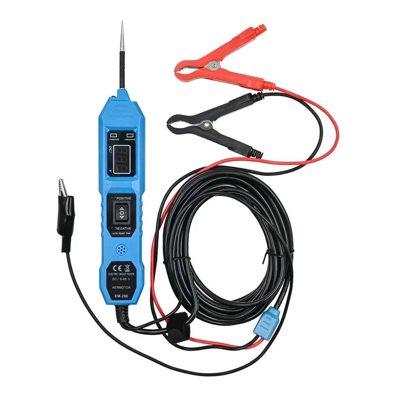 Probador de circuito eléctrico automotriz universal de 6 V-48 V, comprobador del sistema eléctrico del automóvil, kit de sonda de voltaje y potencia, pantalla digital LED.