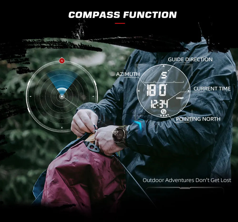 NORTH EDGE ALPS Reloj digital de fibra de carbono para hombre, resistente a golpes, deportivo, militar, superligero, con brújula para exteriores, resistente al agua hasta 50 m.