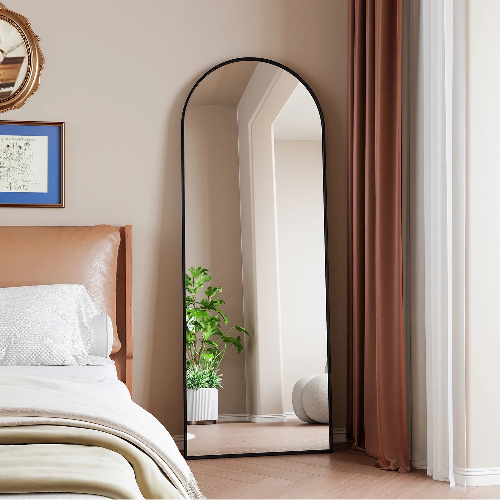 Anajqaqia 162×53cm Full Body Mirror, Curved Standing Mirror, Floor Mirror with Tempered Glass and Aluminum Alloy Frame