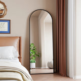 Anajqaqia 162×53cm Full Body Mirror, Curved Standing Mirror, Floor Mirror with Tempered Glass and Aluminum Alloy Frame