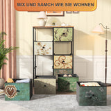 Rosahqnda chest of drawers with drawers Bohemian dressing table with wooden panel, fabric drawers, metal frame, fabric chest of drawers