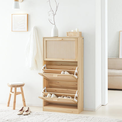 SoBuy FSR159-N 3 flap shoe cabinet narrow shoe shelf shoe rack with 6 shelf surfaces shoe chest of drawers