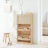 SoBuy FSR159-N 3 flap shoe cabinet narrow shoe shelf shoe rack with 6 shelf surfaces shoe chest of drawers