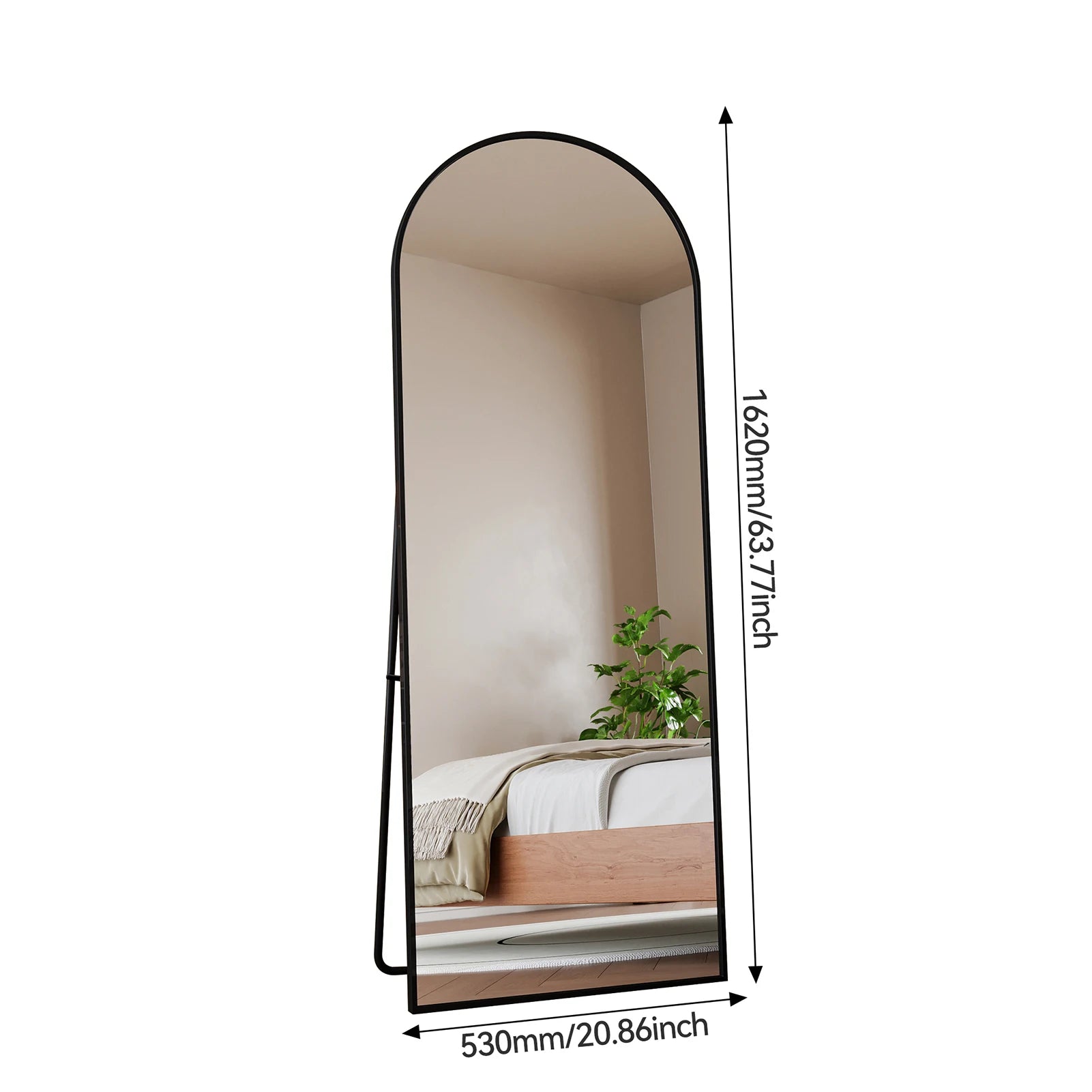 Anajqaqia 162×53cm Full Body Mirror, Curved Standing Mirror, Floor Mirror with Tempered Glass and Aluminum Alloy Frame
