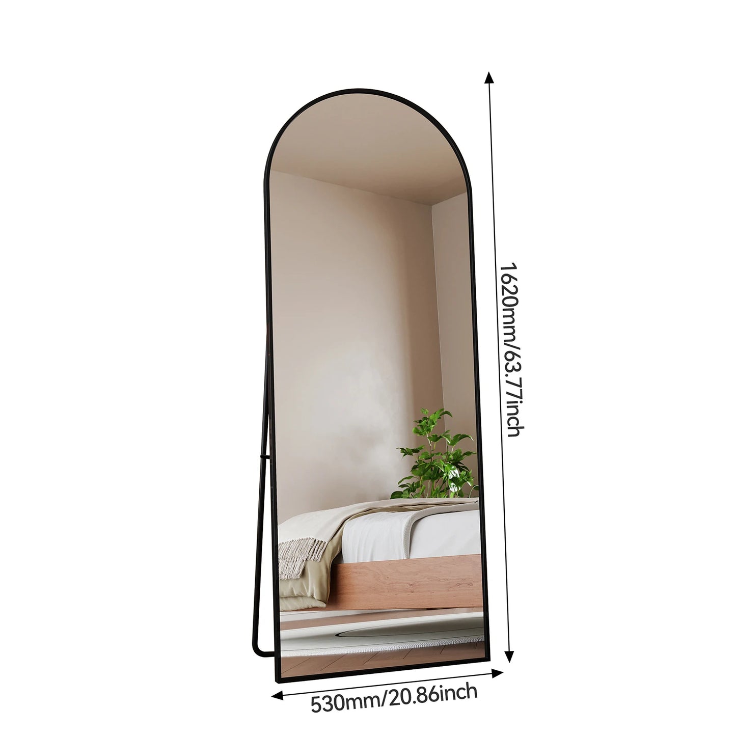 Anajqaqia 162×53cm Full Body Mirror, Curved Standing Mirror, Floor Mirror with Tempered Glass and Aluminum Alloy Frame